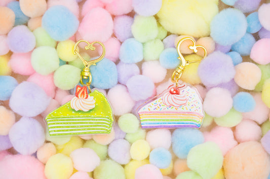 Kawaii Crepe Cake Charm Keychains