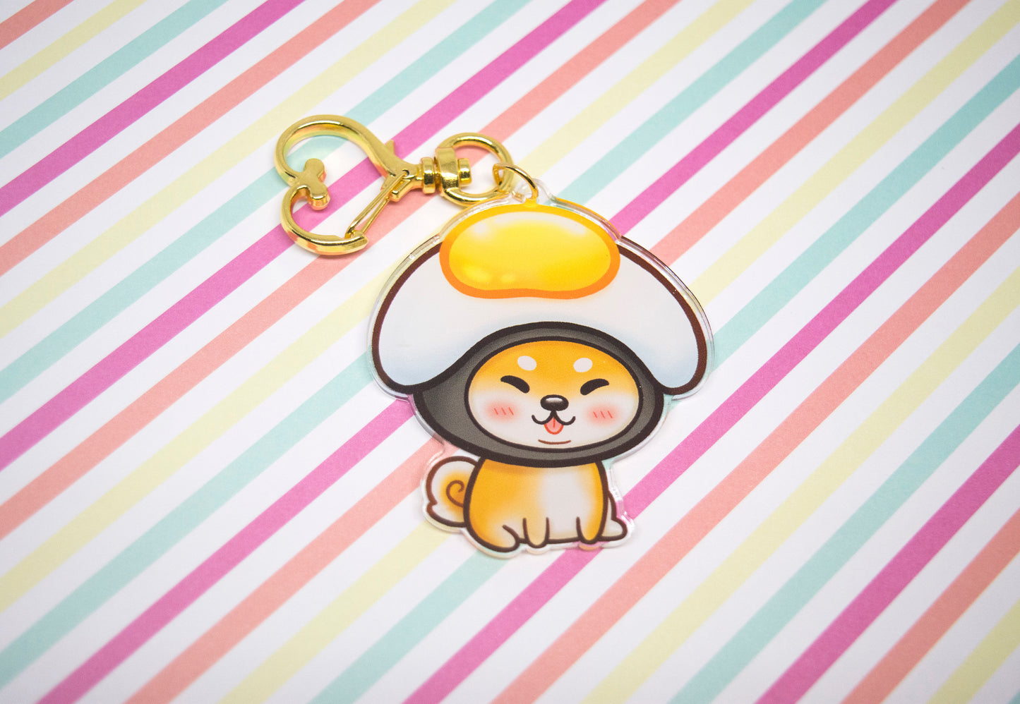 Egg Hat Shiba Inu Charm Keychain | Kawaii Shiba Dog Keychain