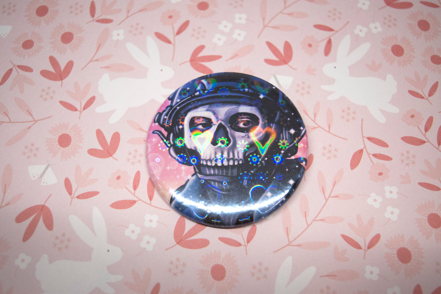 Call of Bro Ghost Heart Holographic Large Button