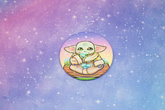 Baby Green Alien Holo Large Button