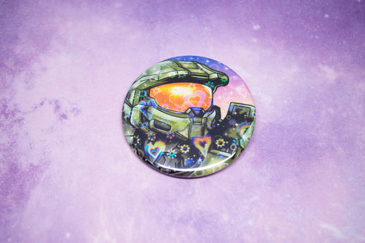 Chief John Heart Holographic Large Button