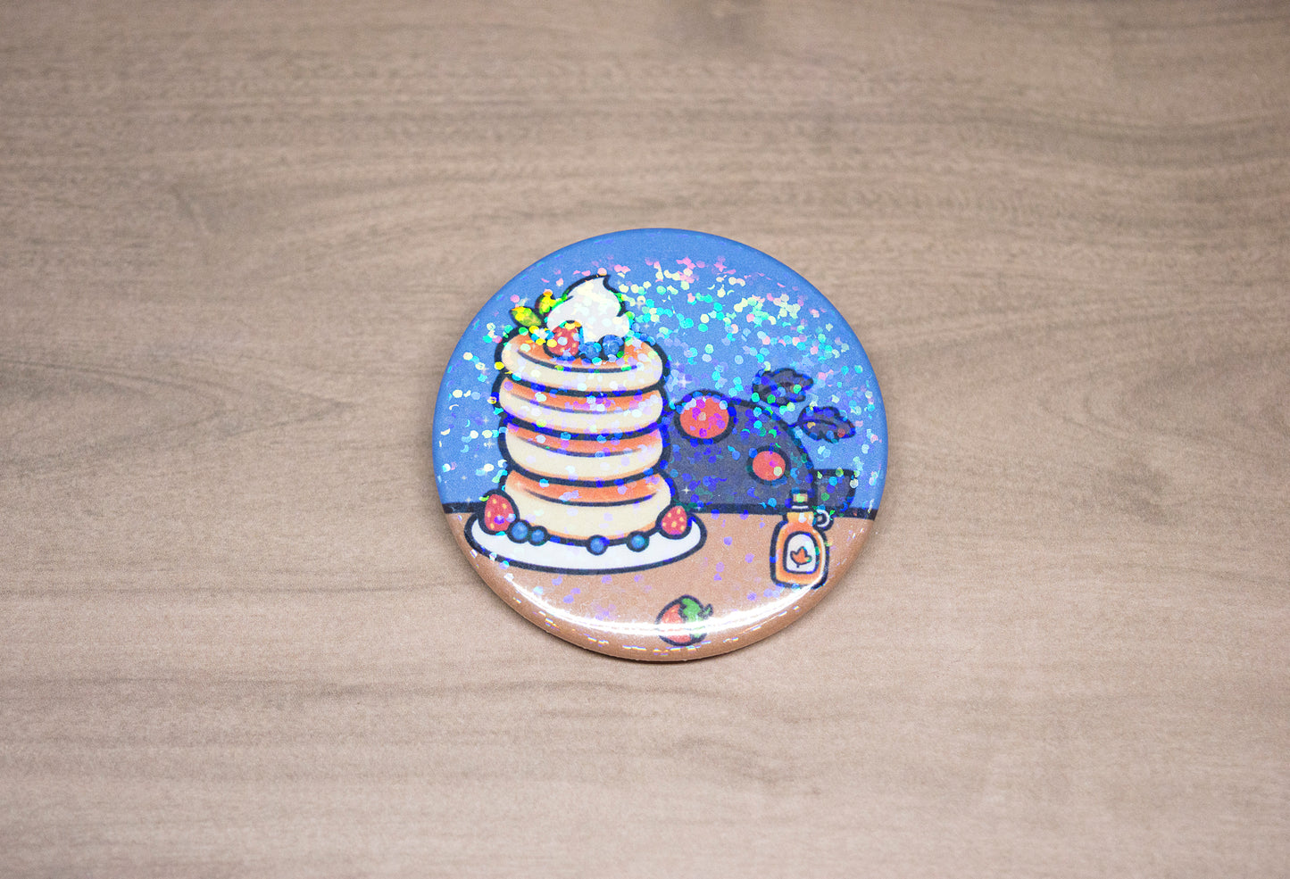 Mothman and Pancakes Holo Large Button