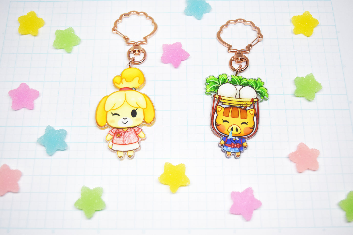 Isabelle and Daisy Mae Charm Keychains